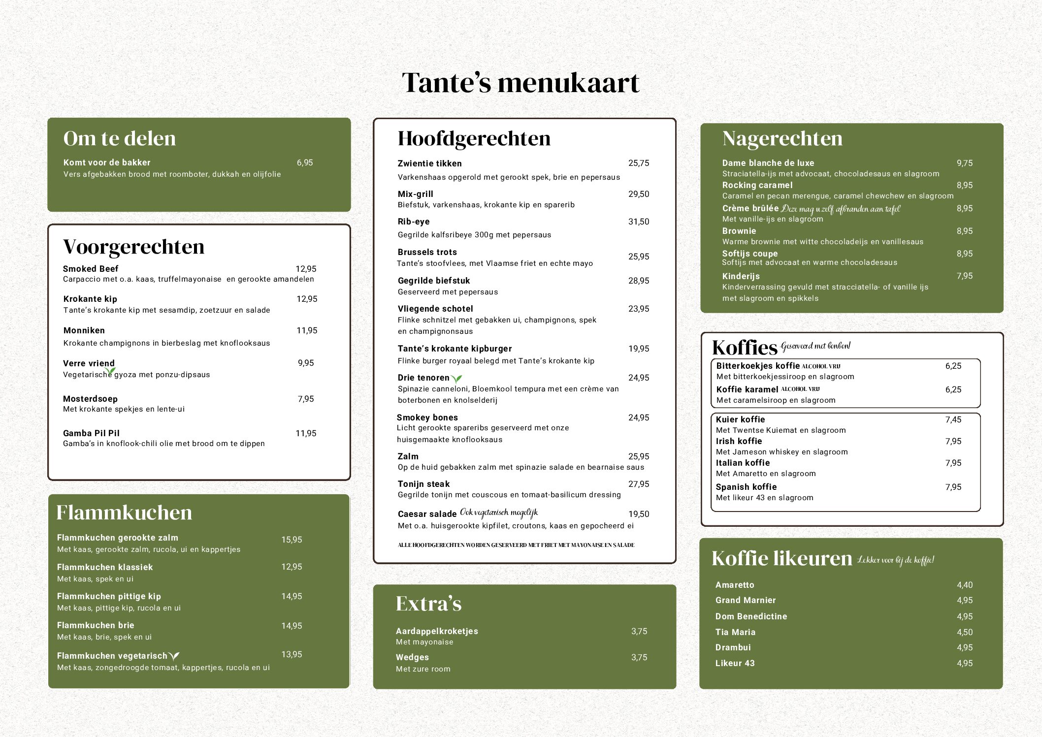 Menukaart | Restaurant Tante Stoof